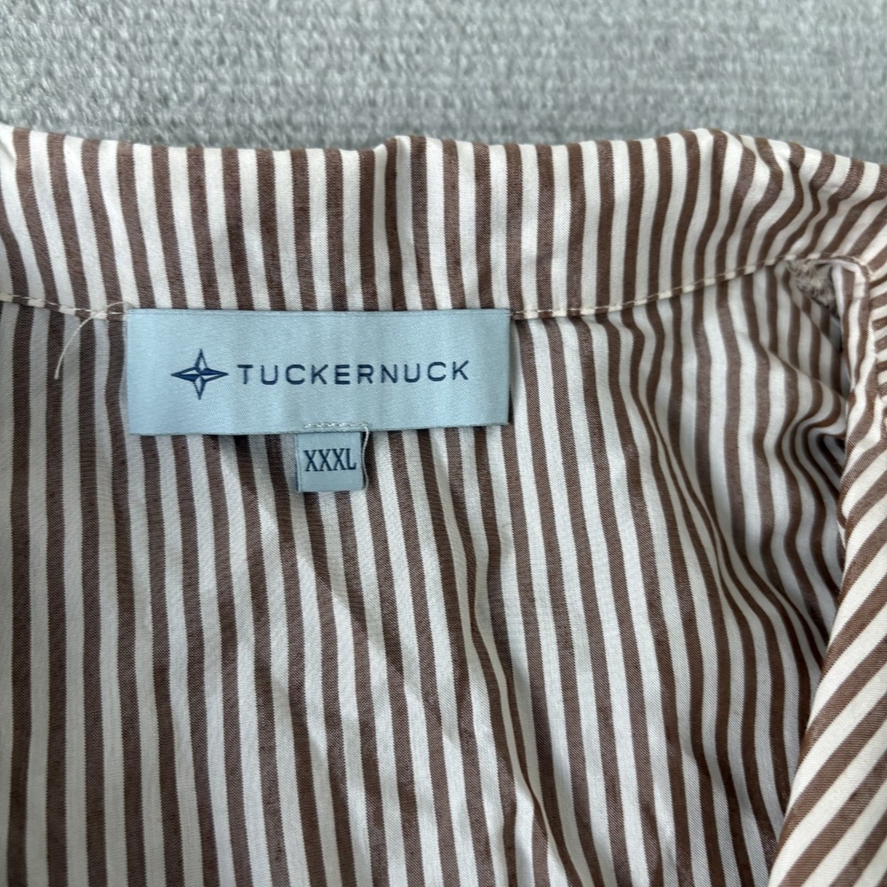 Tuckernuck Shirt Dress Women XXXL Beige Striped Florence Knee Length Classic - Picture 5 of 10